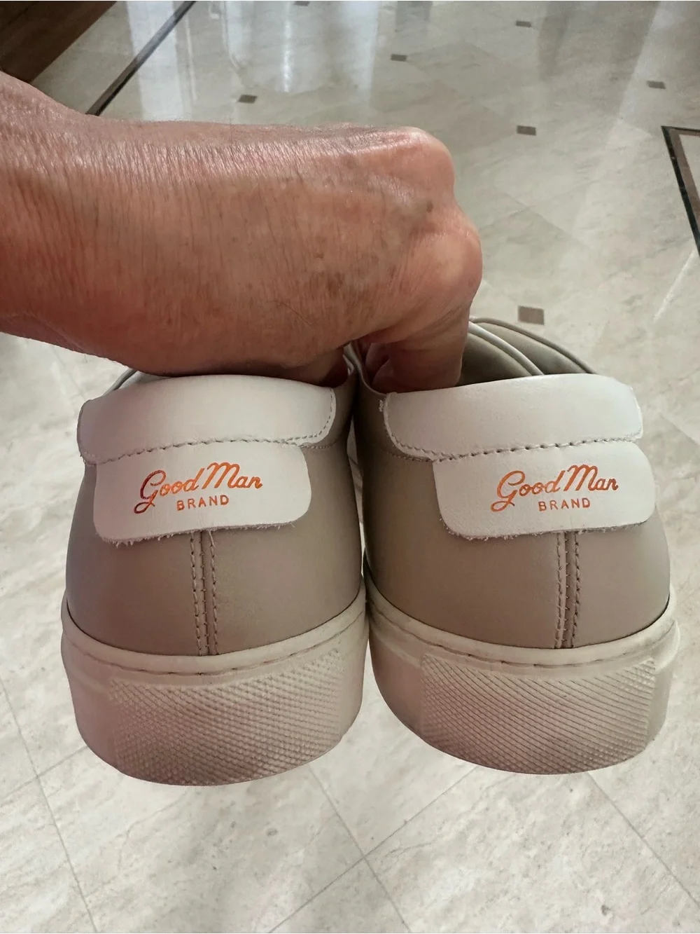 Men's Low-Top Leather Sneakers in Cream